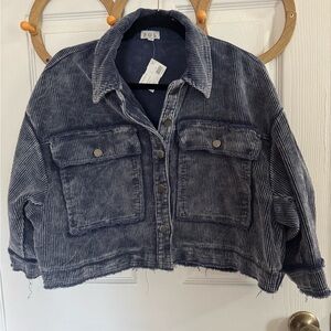 POL Women's Dark Blue Corduroy Jacket